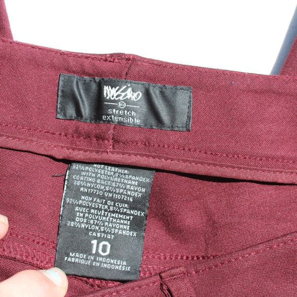 Mossimo Leather-look Stretch Extensible Pants - Maroon - Size 10 - Picture 11 of 12